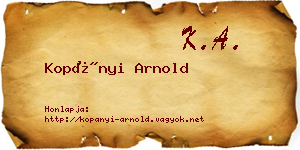 Kopányi Arnold névjegykártya