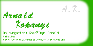 arnold kopanyi business card